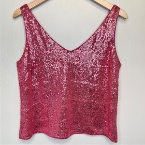 Banana Republic Silk Pink Sequin Tank Top
